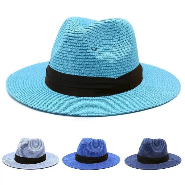 Chapeau de plage Panama à larges bords chapeaux de paille Party Favor couleur pure casquette de protection solaire été chapeau de soleil voyage casquettes en plein air inventaire par mer BBB15355