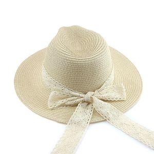 Strandhoed Straw Hat emmer hoeden voor vrouwen zomerzon hoeden bowknot luxe elegant formeel bruiloft decoraat
