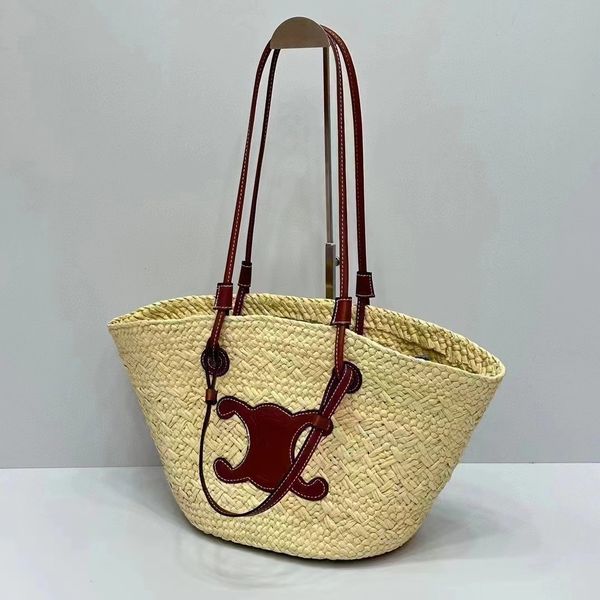 Sac de paille de plage de vacances de la plage printemps / été féminin 2024 Nouveau panier de fourre-tote à une épaule