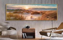 Strand Landschap Canvas Schilderij Binnendecoratie Houten Brug Muur Kunst Foto's Voor Woonkamer Home Decor Zee Zonsondergang Prints7284503