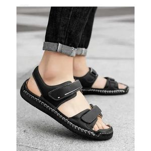 Strand heren zomer casual sandalen leer zacht bodem niet -slip botsing vermijding grote si 4e7