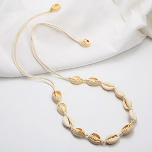Collier de coquillages naturels pour femmes pendentif coquillages perlés à la main été plage corde conque déclaration bijoux réglable