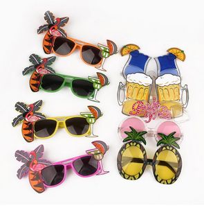 Lunettes de soleil en forme d'ananas et de fruits sur la plage, nouveauté, décoration de fête Flamingo, lunettes amusantes hawaïennes, fournitures de fête pour poule, GA367