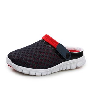 Strandsandalen voor vrouwen mannen Red Gray Summer Outdoor Comfortabele mode Net Slippers Gaten Zacht Ademend Man Slide 36-45