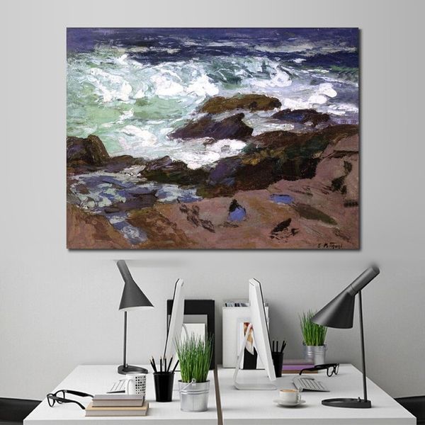 Escenas de playa lienzo arte Surf salvaje Ogunquit Maine Edward Henry Potthast pintura obra de arte hecha a mano decoración de pared de alta calidad