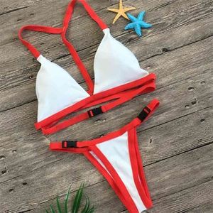 Plage Ensemble Sexy Dames Halter Boucle Bikini Rembourré Soutien-Gorge Maillots De Bain Nager Femmes Maillot De Bain Maillot De Bain 2 pièces ensemble 210429