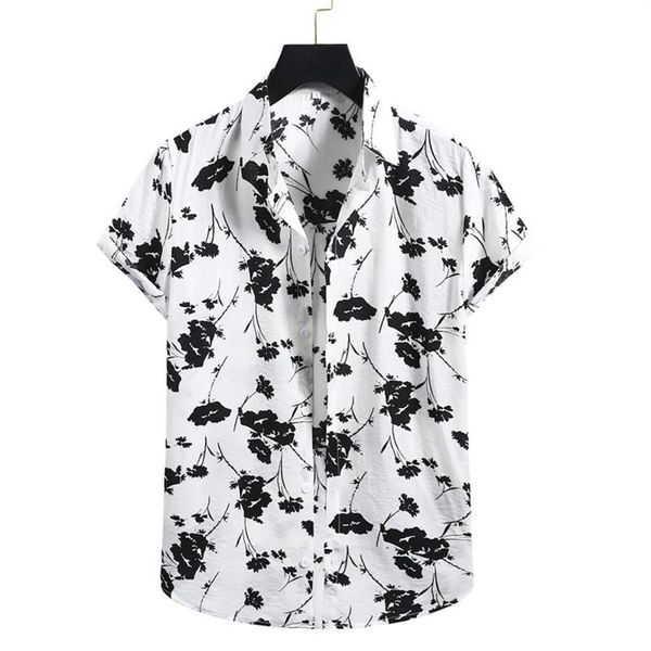 Camisas de playa Para Hombre, Camisas de vacaciones de verano Para Hombre, estampado en blanco, manga corta con botones, blusa hawaiana Para Hombre Casual320l
