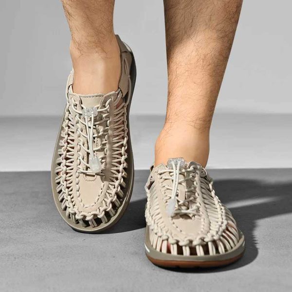 Zapatos de playa Sandalias deportivas informales con punta cerrada para hombre, sandalias de cuña romanas con banda elástica de verano para hombre, zapatos de playa con plataforma transpirables Outddor 240122