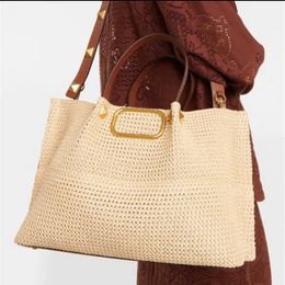 Sac de paille de plage dernière conception simple et pratique concepteur femmes rivet sac à main décontracté toile Crochet sacs à bandoulière