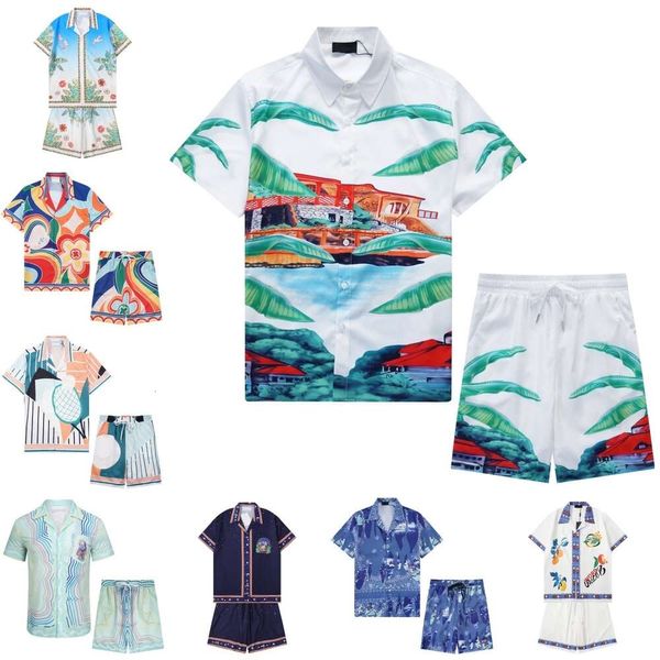 Costume de plage Style vacances pour hommes, vêtements d'été, feuilles vertes, Polo grande taille, short avec cordon de serrage, 2024, M-3XL FZ12502