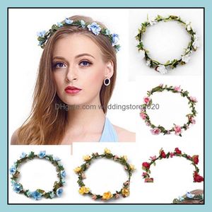 Beach Summer Flower Wreath Garland Crown Festival Mariage Bridedal Brides Brides Brides Floral Band Boho Headdrech Headpiece Hair Accessor3829497