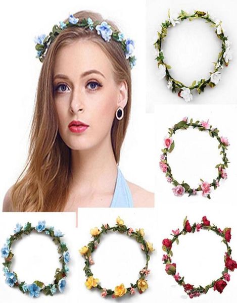 Beach Summer Flower Genland Crown Festival Boda Bridal Bridal Dadandas Floral Diadema Boho Headsiss Cabello Accesor2874706