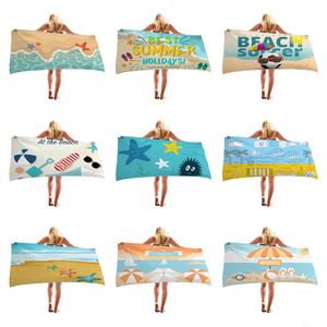 Strandhanddoek Sjaal Outdoor Water Sporthanddoeken Sneldrogend Zwemmen Surf Draagbare Big Yoga Mat Beach Stoel Dekens Zomer Heat Wave Serie 3D Gedrukt