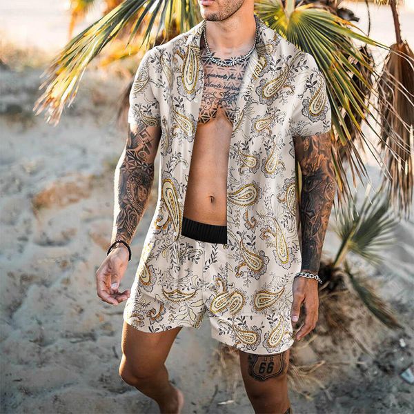 Beach Wear Summer Dress Shirt Shorts Set Deux pièces pour hommes Tenues pour hommes Chemise et short hawaïens Ensemble imprimés tropicaux Great Casual Streetwear Clothes Suit