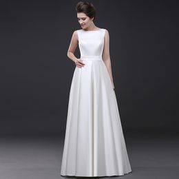 Robes de mariée de plage 2018 robe Noiva Simple blanc a-ligne fête robes de mariée232f