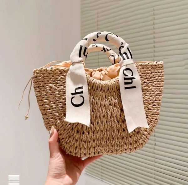 Beach Woody Sac Paille Femmes Hommes Designer Luxe Raphia Weave Embrayage Sac à main Bandoulière Sacs à bandoulière Poignée supérieure Pochette célèbre grand sac fourre-tout sac à main h66