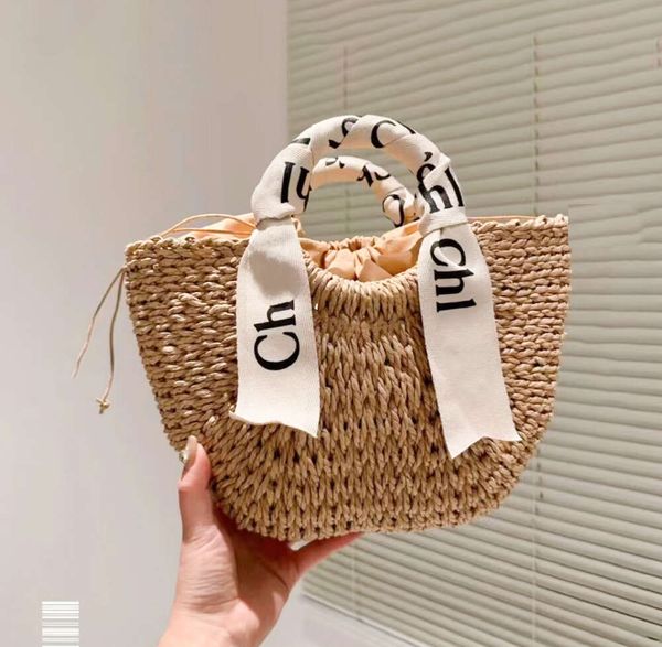 Beach Woody Sac Paille Femmes Hommes Designer Luxe Raphia Weave Embrayage Sac à main Bandoulière Sacs à bandoulière Poignée supérieure Pochette célèbre grand sac fourre-tout sac à main h88