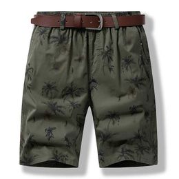 Shorts pour hommes d'été d'âge moyen et jeune coton impression de paysage taille élastique mince pantalon court