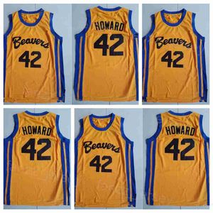 Beacon Beavers Moive Basketball 42 Scott Howard Jerseys College American Film version State University Broderie et couture Équipe jaune pour les fans de sport Hommes NCAA