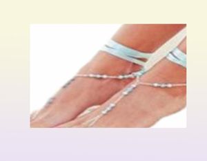 Bracelets de chaîne de cheville à perles pour les femmes de mode de mode Rague à pied de pied Sandale Barefoot Beach Decor Bandage Bijoux de cheville8279324