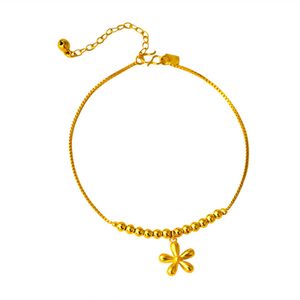 Bracelet de cheville en perles pour femmes, bijoux d'été, or jaune 18 carats, chaîne de pied tendance, cadeau