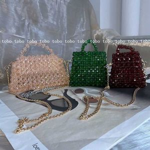 Kralentas Designer merk Acryl Clear Pearl Beaded Box Tote Bag Mini transparante handtassen Women Bags Designer Porty Portemulones Nieuwe JSGQI