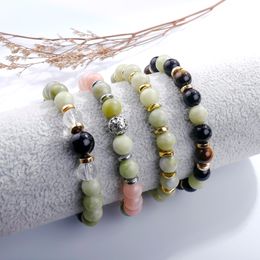 Bead Armband Natuursteen Charm Onyx Kralen Paar Afstand Armbanden voor Vrouwen Mannen Vriend Gift Stretch Jewelry