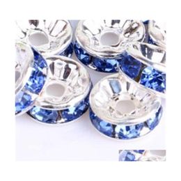 Bead Caps Coalt Blue 200pcs/Lot Sier Geplaatste Rhinestone Crystal Round kralen Spacers 6mm 8 mm 10 mm Tsjechisch 3 W2 Drop Delivery Sieraden Fin DHC4E