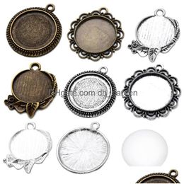 Bead Caps Diy Sieraden Accessoires Ronde Bottom Brackets Tijd Gem Sublimatie Blank Hanger Voor Transfer Printing Ketting Dr Dhgarden Dhctr