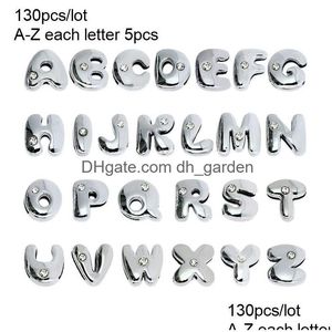 Capuchons de perles Plus d'options Accessoires de bricolage Capuchons de perles 130 pièces 8 mm Alphabet anglais Lettres coulissantes Charms Strass Fit Collier pour animaux de compagnie Wr Dhgarden Dhcwd