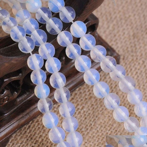 Capes de perles en gros de l'arrivée DIY Round Moonstone Natural Stone Jewelry Accessoires pour collier / bracelet 4 mm 6 mm 8 mm 10 mm 12 mm navire OTSUM