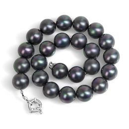 Collar de cadena de cuentas para mujer, collar de cadena de bolas con cuentas de perlas de imitación negras a la moda, joyería