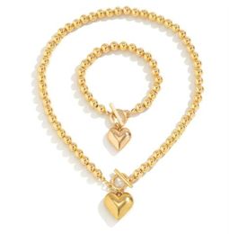 collar geométrico de collar de perlas de imitación para mujeres collar de amor con cuentas calientes con joyería de pulsera