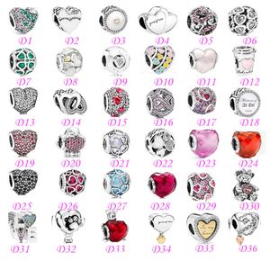 Bead Love Heart S925 Bijoux en argent sterling Perles de bricolage avec CZ Convient pandora Ale Charm For Pandoras Bracelets pour femme Couleur or rose européen BraceletCollier