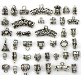 Mélange de perles 40 styles antique en argent plaqué Big Hole Charmes TUBE SPACER PERLES APIRES BRACELET Colliers Diy Pendants Charmes Perle8302667