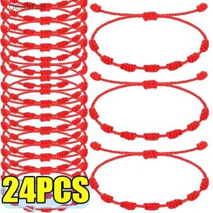 Perlé 1-24 pièces Couple fait à la main 7 noeuds Bracelet à cordes rouges pour la Protection amulette chanceuse amitié tresse corde bracelet bracelets bijoux L24213
