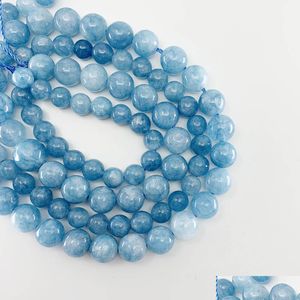 Kralen 1 streng/perceel 4/6/8/10/12 mm natuurlijke aquamarine agat stenen kraal ronde losse spacer kralen voor sieraden maken bevindingen diy bracele dhiul