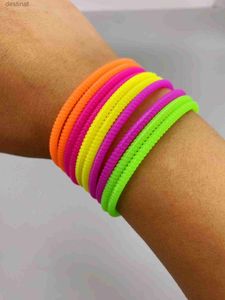 Bracelets perlés en Silicone fluorescent, 10 pièces, Bracelets torsadés à la mode avec élasticité multicolore pour SportsL24213