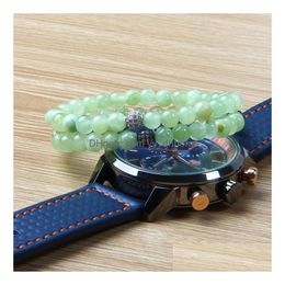 Kralen 10 stuks groothandel paren sieraden 6mm natuurlijke lichtgroene steen met heldere cz bal kralen armband voor meisje en dames geschenk dhySG