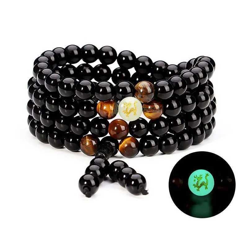 Perles 108 perles brillant 12 bracelet / collier de zodiaque adapté aux symboles chinois Symboles à chaîne multi-couches bracelet bijoux empilable