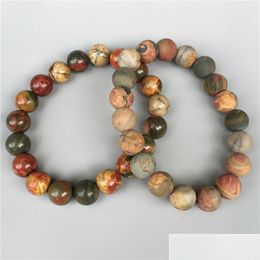 Kralen 10 mm rood K Jasper kralen Bracelet Elastische edelsteen kraal matte of gepolijste steendruppel levering sieraden armbanden dhm3u