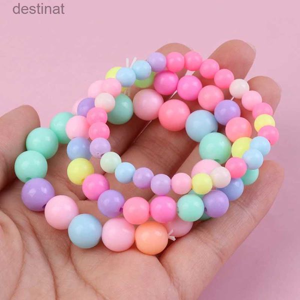 Con cuentas 10 unids/set niños niñas pulsera con dijes niños lindo Mini colorido perla pulseras elásticas juguetes joyería pulseras fiesta DecorL24213