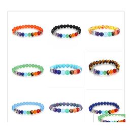 Kralen 11 stijl 7 chakra reiki regenboog steen kralen armband boeddha kop genezing nce paarse lava yoga sieraden drop levering armbanden dhvfs