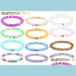 Perlé 12 couleurs Flash pierre Bracelet de perles pour femmes hommes 6Mm 8Mm Dl polonais givré pierre de lune or Sier Zircon perles Chrams élastique Dhej6