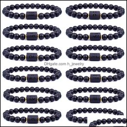 Kralen 12 constellatie armbanden mannen zwarte steen kralen strengen bracelet star bord sterrenhiac horoscope minnaar paar vriendschap juwelen d dhk7y