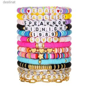 Perlé 14 pièces/ensembles Taylor Swift couleur mixte tranche douce polymère argile Bracelet ensembles Taylor Swift ventilateur Bracelet doux en céramique bijoux cadeau L24213