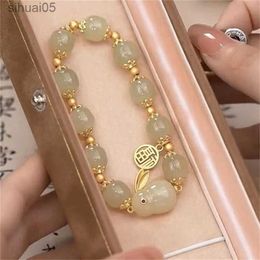Perlé 1 PC bénédiction Couple chanceux verre amitié lapin bracelet mode pierre naturelle perle pour femmes bijoux cadeaux YQ240226