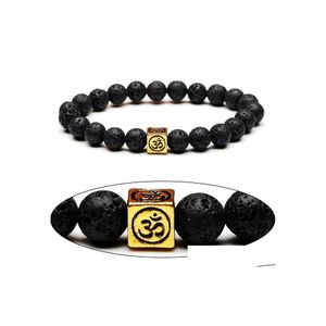 Kralen 2 stijlen kubieke legering charmes 8 mm zwarte lava stenen kralen armband DIY aromatherapie etherische olie per diffuser yoga sieraden druppel dhgky