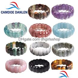 Kralen 20 Stijlen 100% Natuursteen Onyx/Amethisten/Turquoise Elastisch Touw Armbanden Armbanden Sieraden Energie Armband Voor Vrouwen of mannen Dhg0M