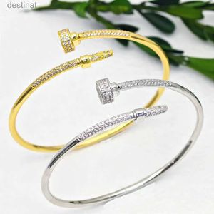 Bracelet perlé plaqué or pour femmes, manchette ouverte, en Zircon 5a, bijoux en diamant, cadeaux d'anniversaire, nouvelle collection 2024, L24213